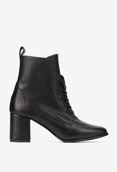 Botine dama negre din piele texturata picture - 2