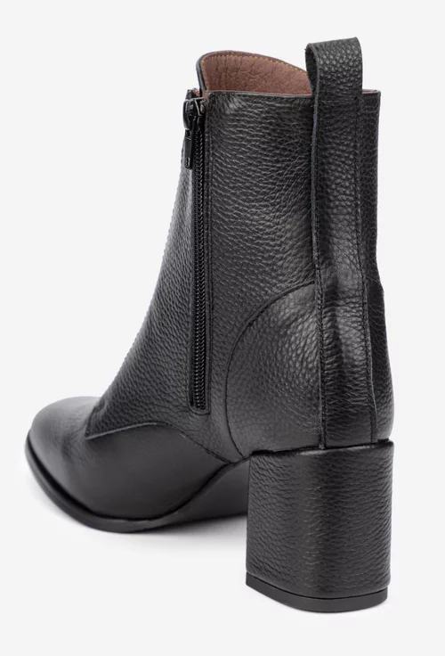 Botine dama negre din piele texturata picture - 3