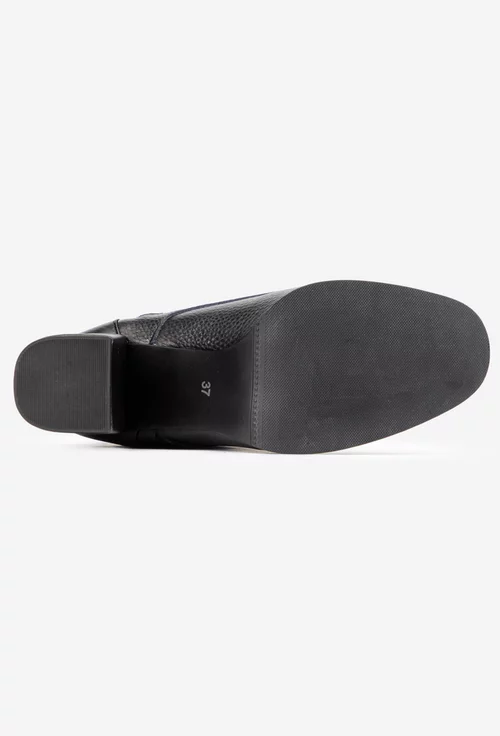 Botine dama negre din piele texturata picture - 4