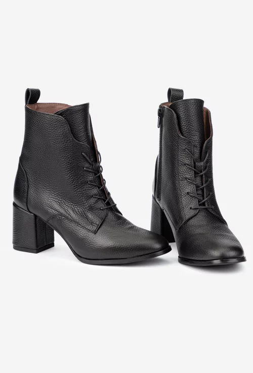 Botine dama negre din piele texturata picture - 5