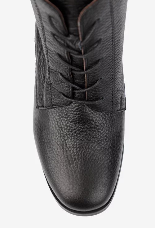 Botine dama negre din piele texturata picture - 6