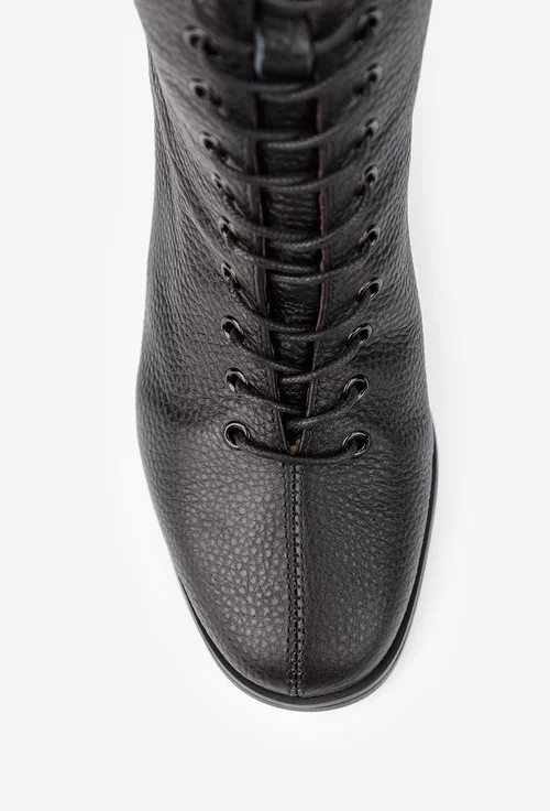 Botine dama negre din piele texturata picture - 7