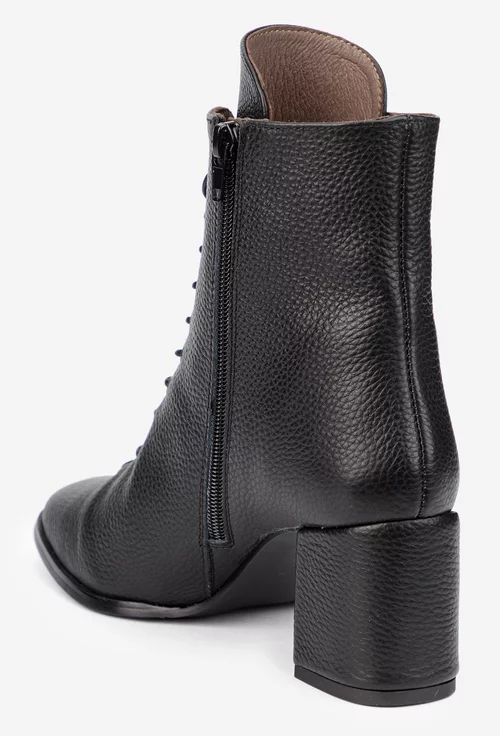 Botine dama negre din piele texturata picture - 4