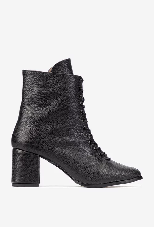 Botine dama negre din piele texturata picture - 3