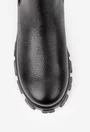 Botine dama negre din piele texturata cu elastic