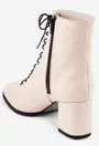 Botine dama nude din piele naturala texturata cu siret