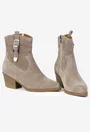 Botine dama NUR bej din piele intoarsa