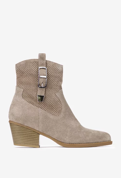 Botine dama NUR bej din piele intoarsa