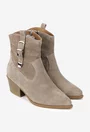 Botine dama NUR bej din piele intoarsa