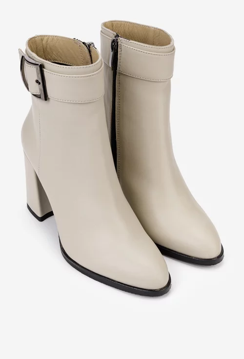 Botine dama NUR bej din piele naturala