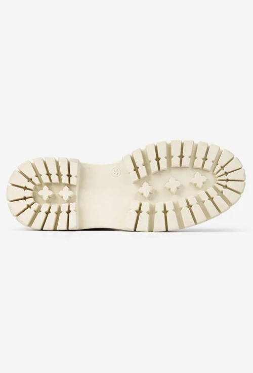 Botine dama NUR bej din piele naturala cu elastic in laterale picture - 4