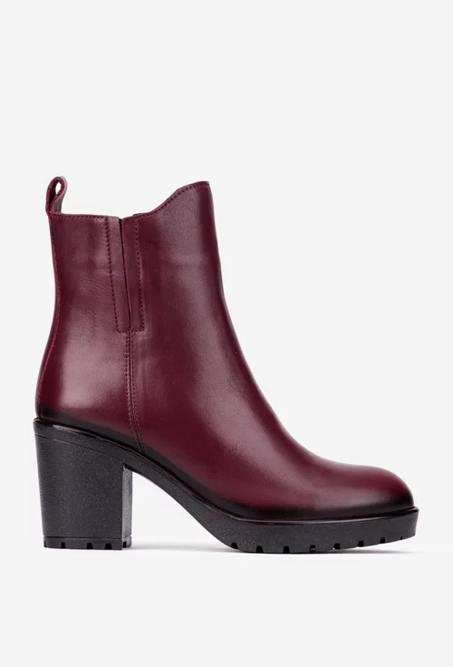 Botine dama NUR bordo din piele naturala