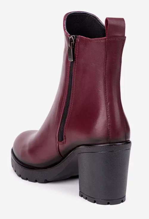 Botine dama NUR bordo din piele naturala