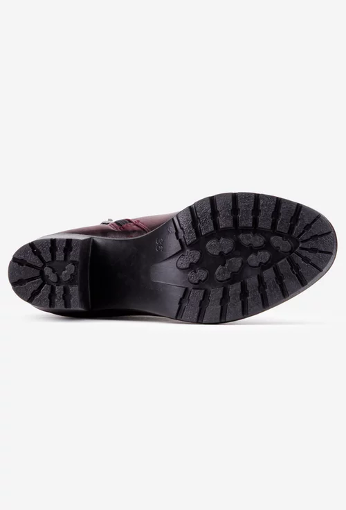 Botine dama NUR bordo din piele naturala