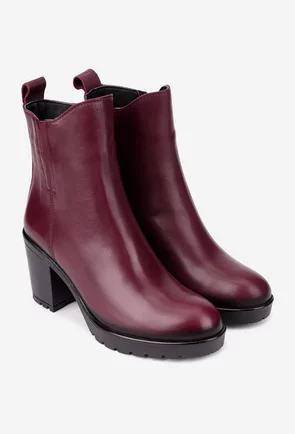 Botine dama NUR bordo din piele naturala