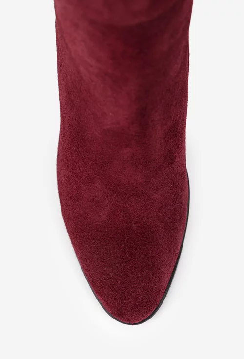 Botine dama NUR burgundy din piele intoarsa