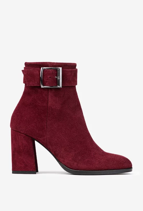 Botine dama NUR burgundy din piele intoarsa