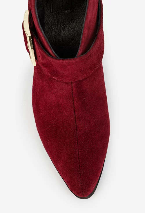 Botine dama NUR din piele intoarsa bordo picture - 6