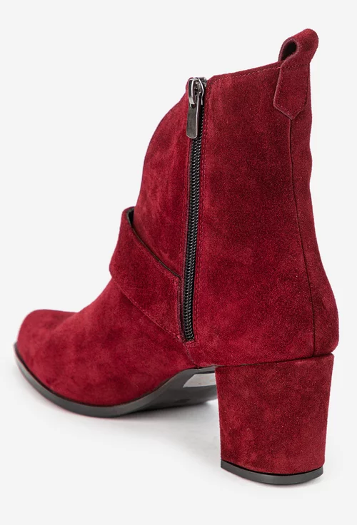 Botine dama NUR din piele intoarsa bordo picture - 3