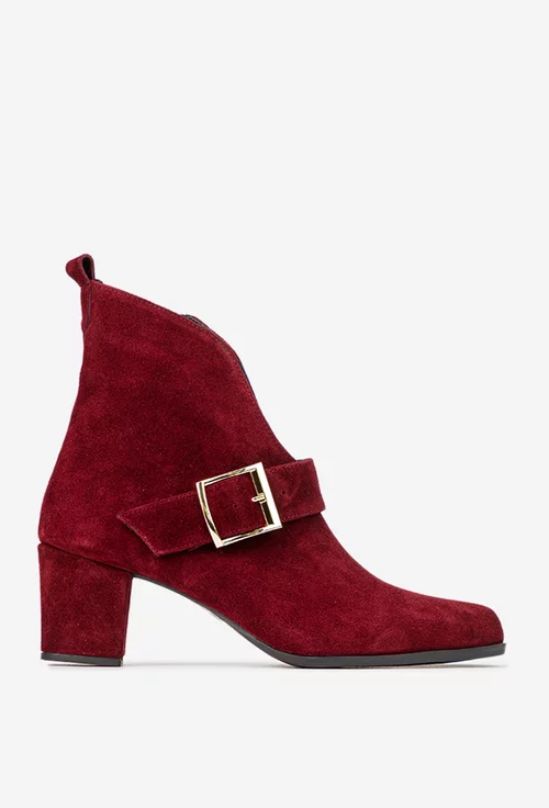 Botine dama NUR din piele intoarsa bordo picture - 2