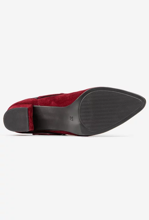 Botine dama NUR din piele intoarsa bordo picture - 4