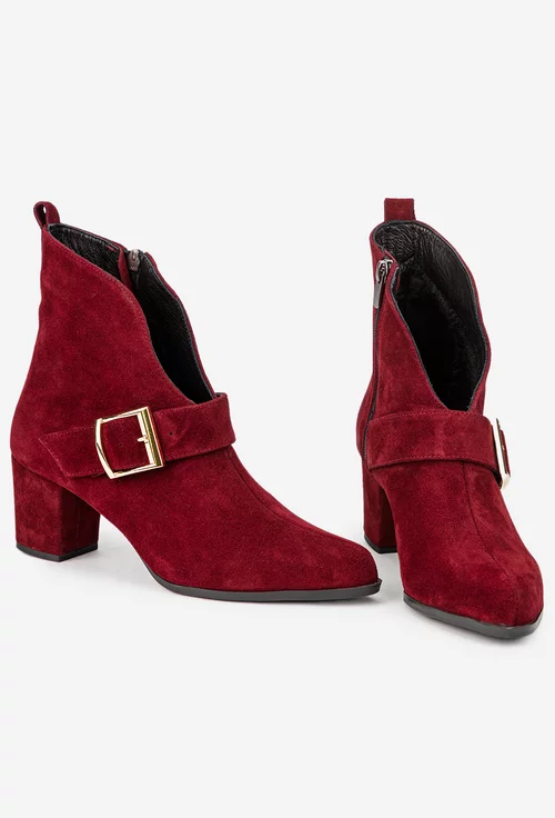 Botine dama NUR din piele intoarsa bordo picture - 5