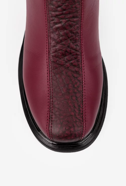 Botine dama NUR din piele naturala burgundy