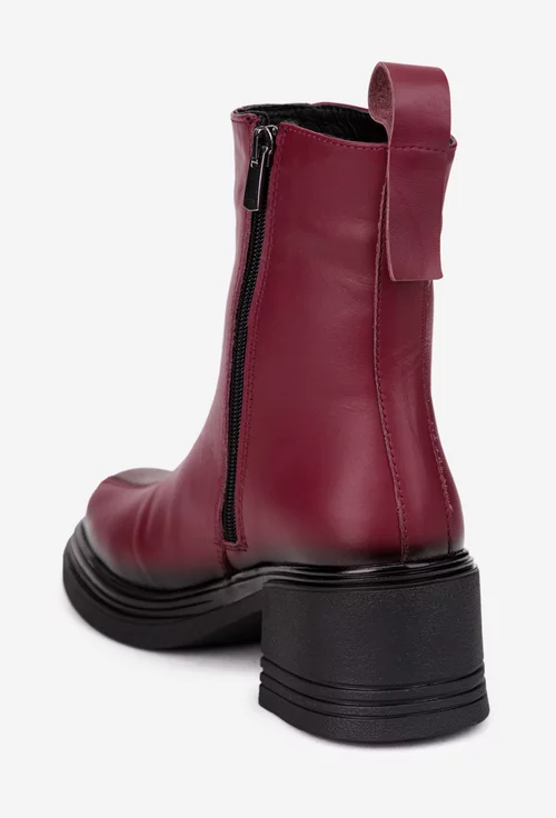 Botine dama NUR din piele naturala burgundy