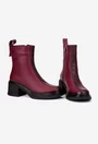 Botine dama NUR din piele naturala burgundy