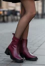 Botine dama NUR din piele naturala burgundy