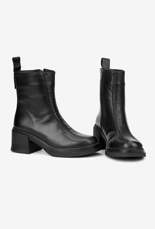 Botine dama NUR din piele naturala neagra