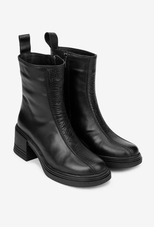 Botine dama NUR din piele naturala neagra