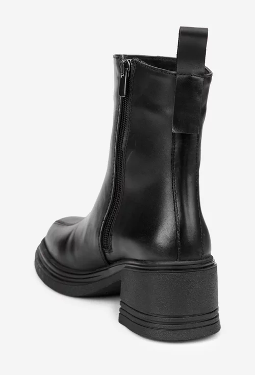 Botine dama NUR din piele naturala neagra
