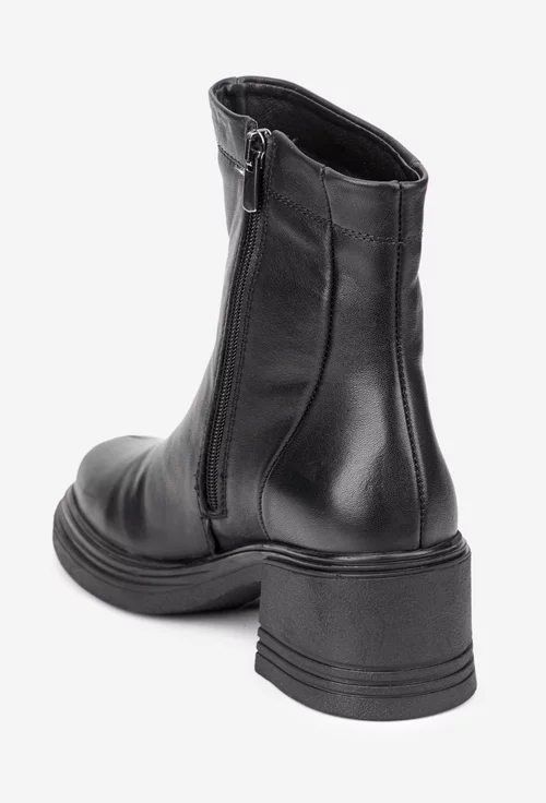 Botine dama NUR din piele neagra cu fermoar