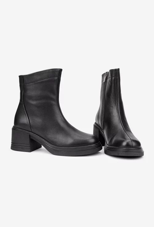 Botine dama NUR din piele neagra cu fermoar