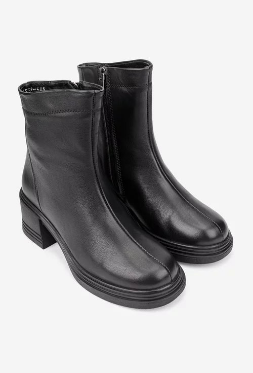 Botine dama NUR din piele neagra cu fermoar
