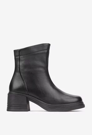 Botine dama NUR din piele neagra cu fermoar