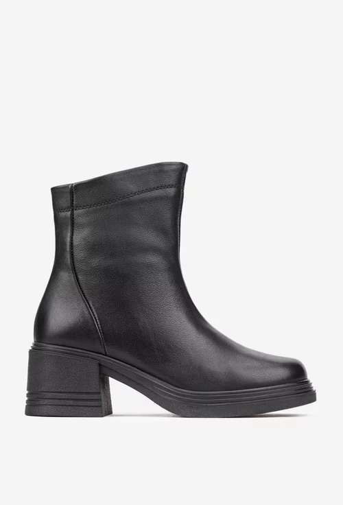 Botine dama NUR din piele neagra cu fermoar