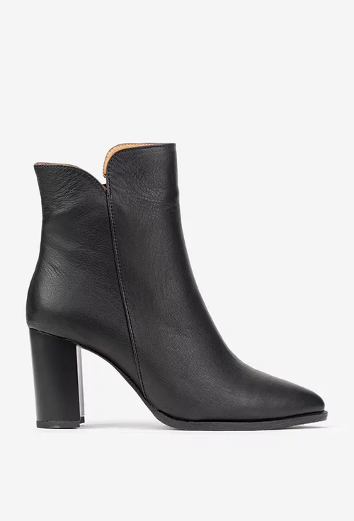 Botine dama NUR din piele neagra cu varful ascutit