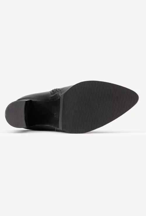Botine dama NUR din piele neagra cu varful ascutit