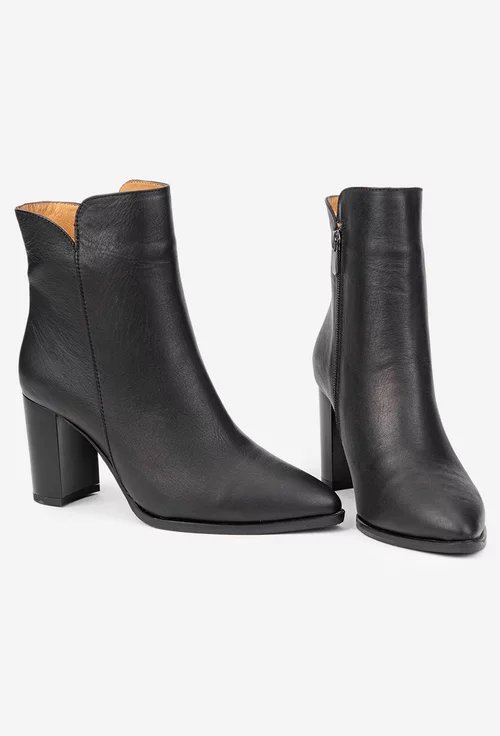 Botine dama NUR din piele neagra cu varful ascutit