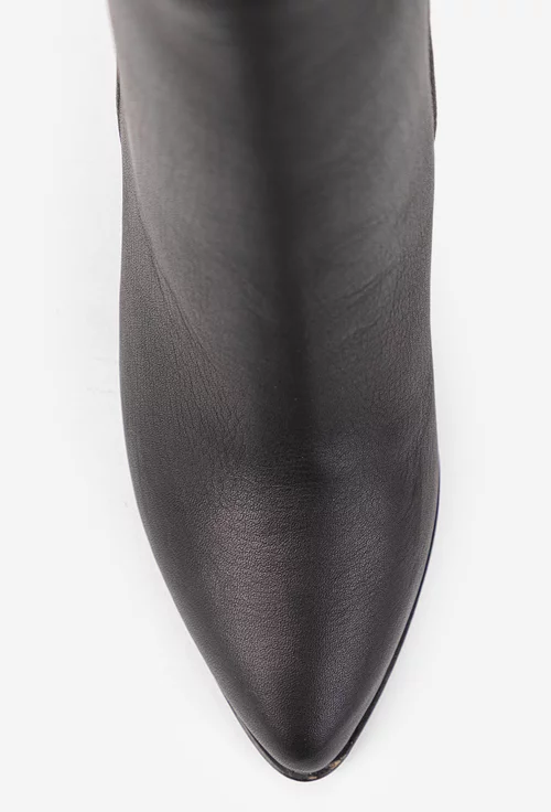 Botine dama NUR din piele neagra cu varful ascutit