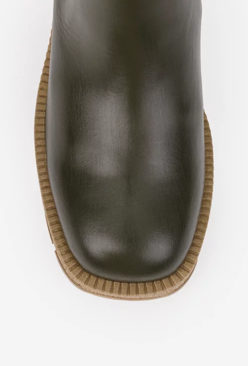 Botine dama NUR kaki din piele naturala