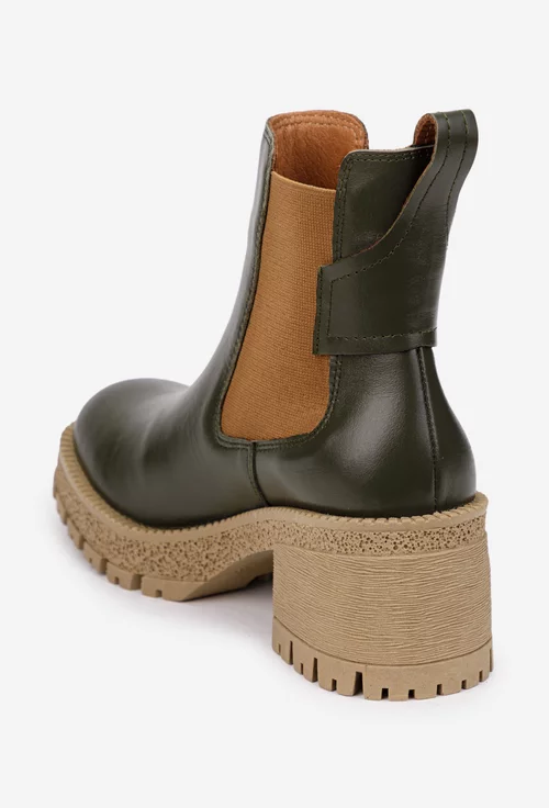 Botine dama NUR kaki din piele naturala