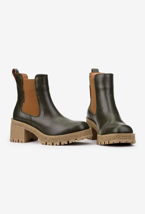 Botine dama NUR kaki din piele naturala