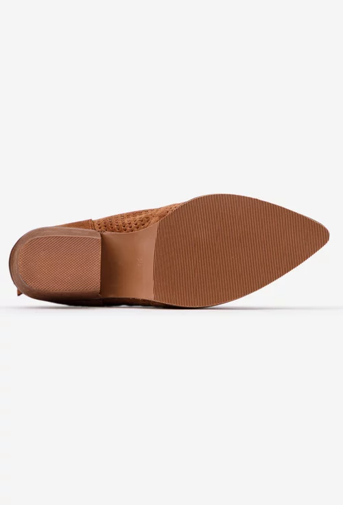Botine dama NUR maro din piele intoarsa cu fermoar la spate picture - 4