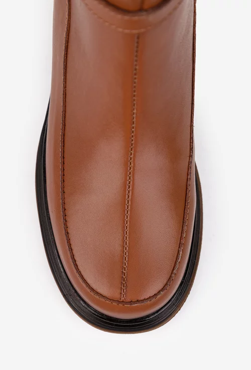 Botine dama NUR maro din piele naturala cu fermoar