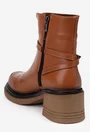 Botine dama NUR maro din piele naturala cu fermoar