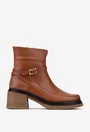 Botine dama NUR maro din piele naturala cu fermoar
