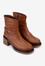 Botine dama NUR maro din piele naturala cu fermoar